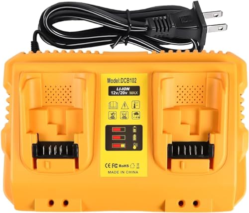 DCB102 Dual Battery Charger Replacement for Dewalt Charger DCB112 DCB104 DCB107 Compatible with 12V 20V Max Battery DCB124 DCB203 DCB204