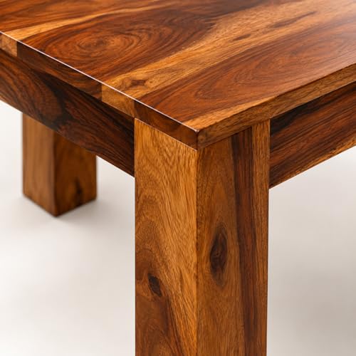 Image of Sheesham Wood Coffee Table - 55 x 55 x 40 cm, Solid Sheesham with Teak Finish Finish, Modern Multipurpose Center Table