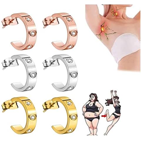 Dorina Earacupressure Magnetherapy Detoxi Earrings,Acupressure SLI-mming Earring,Piercing Lymph Drainage Earrings,Magnetic Lymph Drainage Earrings,for Women Men Weight Loss (3 Pairs) Cover