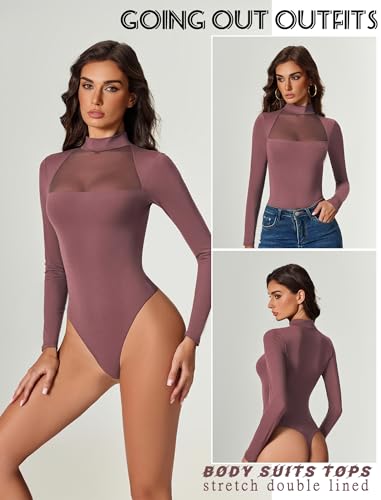 Avidlove Womens Long Sleeve Bodysuit Tops Sexy Thong Leotard Brunch Outfit - image 4