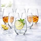 Jogo com 6 Copos de Vidro 475ml Tipo Balão Transparentes – Copos Grandes Resistentes para Água, Suco, Refrigerante e Drinks – Design Elegante para Cozinha, Bar, Restaurante e Uso Diário