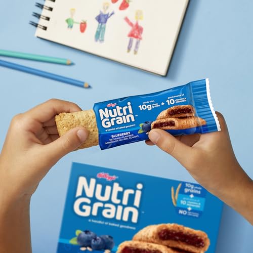 Nutri-Grain Breakfast Bars, Made with 10g Whole Grains, Snack Bars, Blueberry, 10.4oz Box (8 Count)