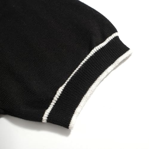 OXKNIT Mens Polo Shirts Short Sleeve Casual Knit Polo Shirt Vintage Golf T Shirts Tops with Black Stripe4