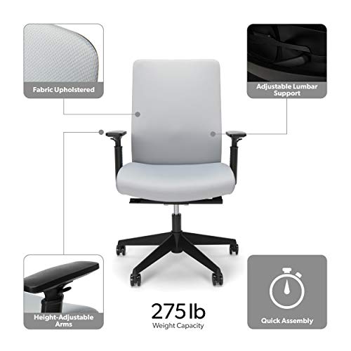 Hon Basyx Biometryx Commercial-Grade Fabric Upholstered Task Chair, Grey #TOP2