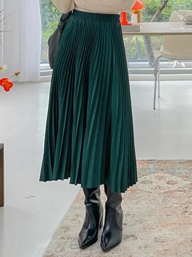 Women's Summer High Waist Pleated Skirt Long Skirt4