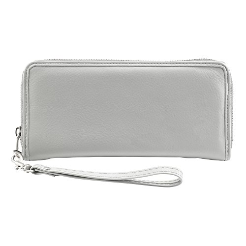 Lewis N. Clark RFID-Blocking Leather Card Holder Clutch, Gray, One Size