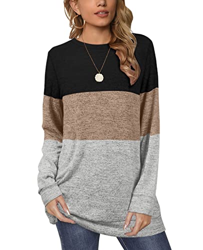 Ofeefan Oversized Sweatshirt For Women Crewneck Loose Fit Womens Blouses Color Block S #TOP2