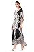 Divine threads -- Women's Kaftan Floral Print/Beach Cover Up/Plus Size V-Neck Loose Kimono Maxi Dress (Black&White, Plus)
