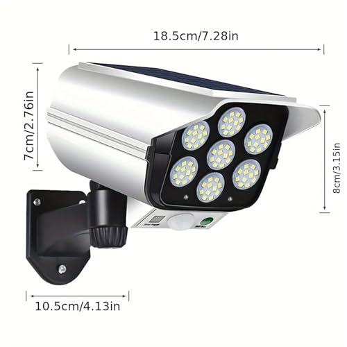 Luces solares para exteriores con sensor de movimiento y cámara simulada de 77 LED 5