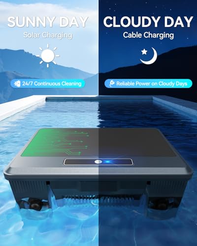 (2026 New) WAVIO Solar Powered Robotic Pool Skimmer Surface Cleaner with APP Support Dual Charging Options Smart Obstacle Avoidance 24/7 Continuous Cleaning Ideal for Above Ground Pools - Image 2