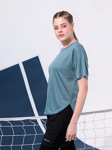 Image of Kvetoo Women Apple Cut Gym T Shirt Breathable Workout Tee Slim Fit Activewear Top Sports Training Yoga T Shirt Women