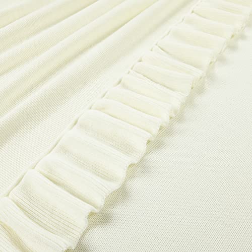 Image of Lush Decor Reyna Soft Knitted Ruffle Throw Blanket, 88 inch W x 88 inch L, Light Gray - Ruffled Bedding - Knit Blanket - Cozy Oversized Blanket For Bed or Couch - Vintage, Minimalist & Cottage Home Decor