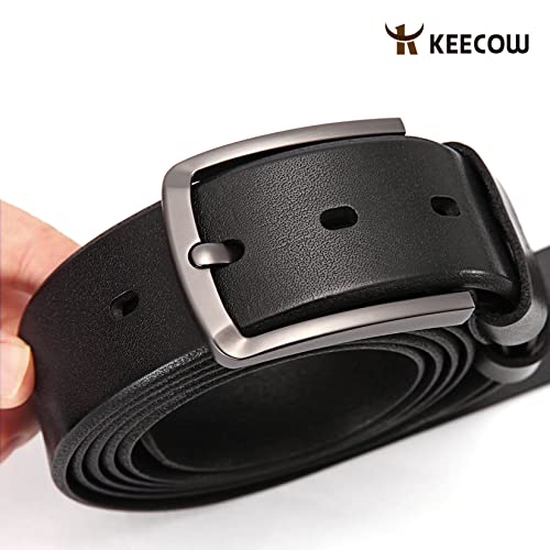 Image of KEECOW Men's 100% Italian Cow Leather Belt Men With Anti-Scratch Buckle,Packed in a Box