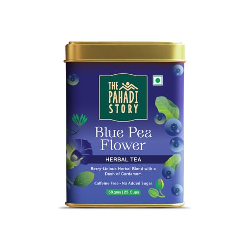 The Pahadi Story Butterfly Pea Flower Tea 50grams | Natural Blue Herbal Tea Blend | Caffeine-Free Relaxation Drink | Antioxidant-Rich | Hot & Iced Wellness Tea