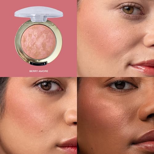 Image of Milani Baked Blush, Updated Powder Blush for Cheeks, Cruelty Free Makeup - Shape, Contour & Highlight Face for a Shimmery or Matte Finish - Berry Amore