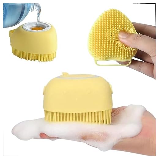 Escova De Banho E Lava Pelo De Pet Silicone Com Dispenser Para Shampoo e Sabonete Banho Cachorro Gato Cores Variadas Alpha Domus