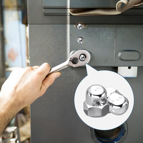 Xkzhrr Hutmuttern Edelstahl 50 Stück,Hutmutter DIN 1587 Hohe Form Hochwertige A2 V2A Kappenmuttern, Schutzkappen Muttern in hoher Form für Schrauben, Gewindestangen & Gewindebolzen (M4)