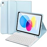 Keyboard Case for iPad 10th Generation 2022 10.9'',iPad 10th Generation Case with Keyboard,Detachable Bluetooth Keyboard for iPad 10th Gen,iPad 10th Generation Keyboard Case with Pencil Holder,Blue