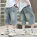 4-5 Years Jean Shorts for Boys Baggy M Embroidery Elastic Waist Fashion Cargo Jeans Straight Leg Loose Fit Outdoor Casual Jorts Blue