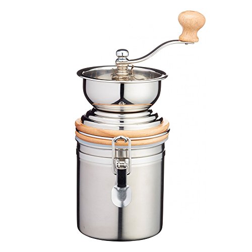 KitchenCraft Le'Xpress Manual Coffee Grinder with Built-In Coffee Storage Canister, Stainless Steel