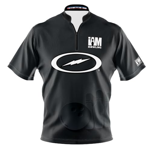 Logo Infusion I AM Bowling Jersey Short Sleeve Sash Collar 2157-ST Made in USA Storm (US, Alpha, Large, Regular, Regular, Polyester)
