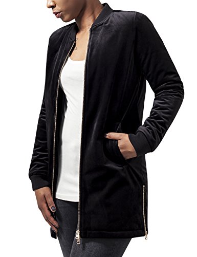 Urban Classics Ladies Long Velvet Jacket, Chaqueta Para Mujer, Negro (Black 7), 38