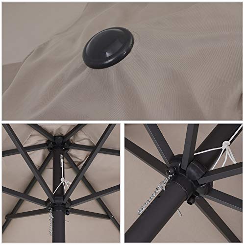 Kingsleeve Parasol 330 cm Taupe UV-bescherming 50+ Handslinger Waterafstotend - Afbeelding 5