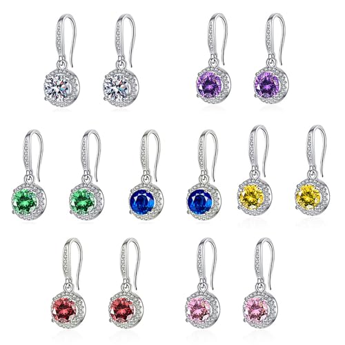 Pendientes colgantes para mujer, aretes colgantes para mujer, aretes de cristal, aretes para niñas, aretes para adolescentes, aretes de plata de ley, talla única, Metal, No es una piedra preciosa