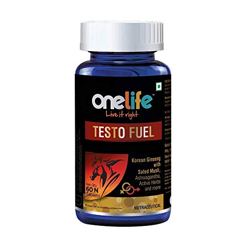 Onelife Testo Fuel (Ashwagandha, Korean Ginseng, L-arginine, Safed Musli Powder, Mucuna Pruriens, Fenugreek Seed, Gokhru, Asparagus Racemosus and Zinc Oxide) for Men (60 Tablets) Onelife Testo Fuel (Ashwagandha, Korean Ginseng, L-arginine, Safed Musli Powder, Mucuna Pruriens, Fenugreek Seed, Gokhru, Asparagus Racemosus and Zinc Oxide) for Men (60 Tablets)
