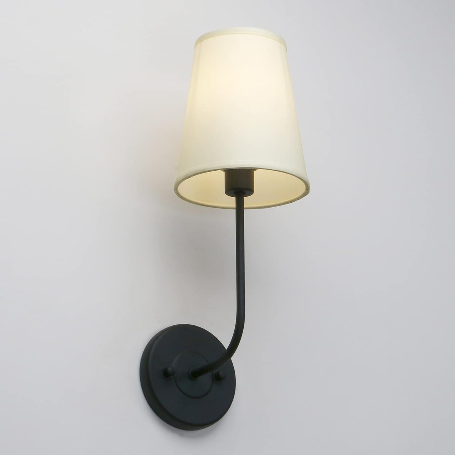 Pathson Set of 2 Hardwired Wall Sconces with Light-Yellow Fabric Shade Not White, Bathroom Vanity Lights Modern Wall Sconce Lighting for Bedroom Living Room (Black)