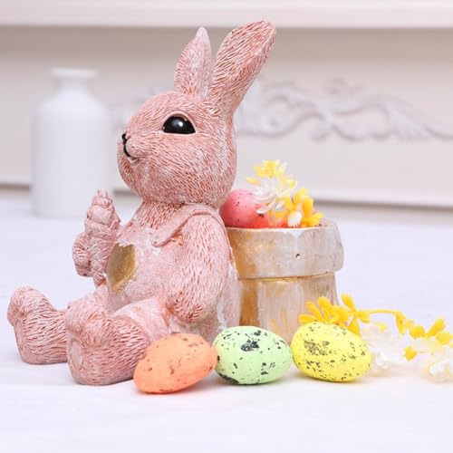 Lapin de Pâques en résine : figurine décorative maison, fête et bureau