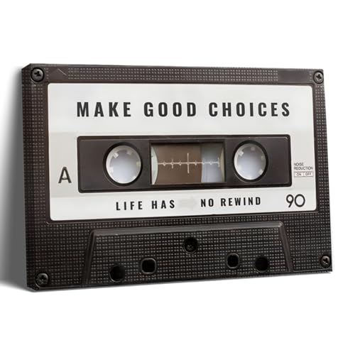 Balgardekor Painting Canvas Motivating Wall Art Home Decor for Living Room Office Inspirational Quote Make Good Choice Life Has No Rewind Pause If You Must.But Don't Stop (1, White, 12 x 16 Inches)