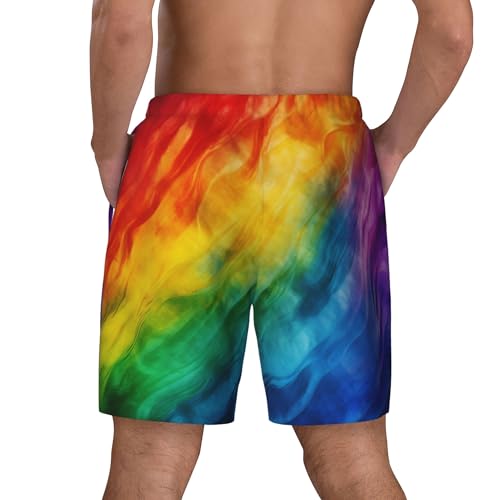 Mens Gay Pride LGBT Rainbow Printed Swim Trunks with Compression Liner Quick Dry 2 in 1 Board Shorts with Pockets4