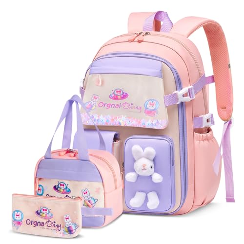 Sac à dos scolaire college enfants sac d'école fille primaire ensemble trois pièces