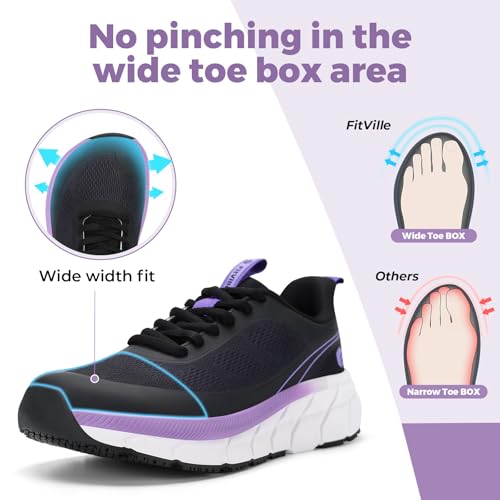 Image of FitVille Wide Toe Box Shoes Women Comfortable Non Slip Wide Walking Shoes Women Swollen Feet Lightweight
