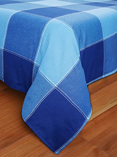 Image of AIRWILL, 200GSM Handloom Cotton Double Bedsheet with 2 Pillow Covers (4-Way Blue)