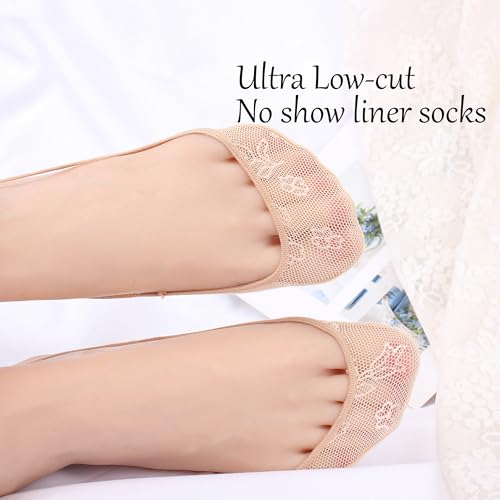 YFUNNLE 8 Pairs Toe Topper Liner Socks Ultra Low Cut No Show Invisible Non Slip Half Socks with Sling for Women2