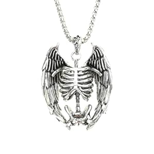 Individualized Hip Skull Wing Pendant Neck Chain Accessory Statement Wing Necklace for Parties and Music Festivals, as picture