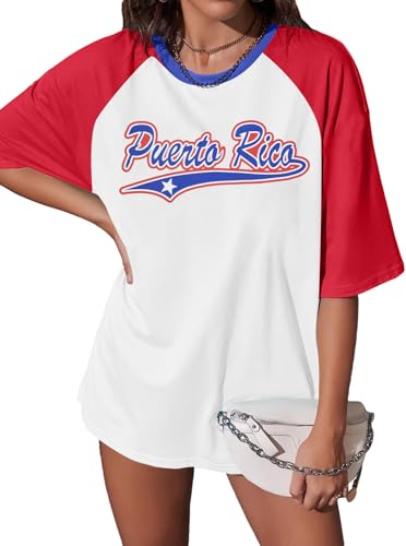 Puerto Rico Shirt Womens Y2k Aesthetic Tops Oversized Boricua Graphic Tees Vintage 90s Short Sleeves Shirts
