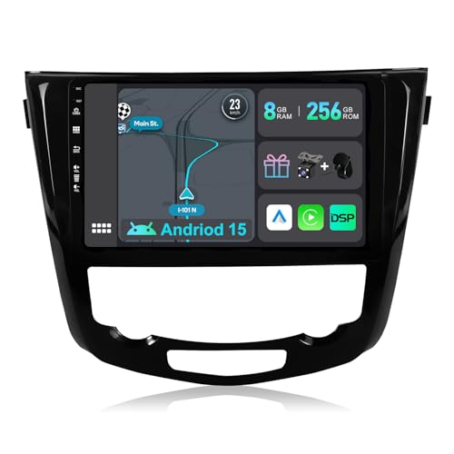 YUNTX [8GB+256GB] Android 14 2 Din Autoradio pour Ni.ssan X-Trail Qashqai j11 Rouge (2014-2018)-[Intégré CarPlay/Android Auto/DSP/GPS]-IPS 2.5D 10.1