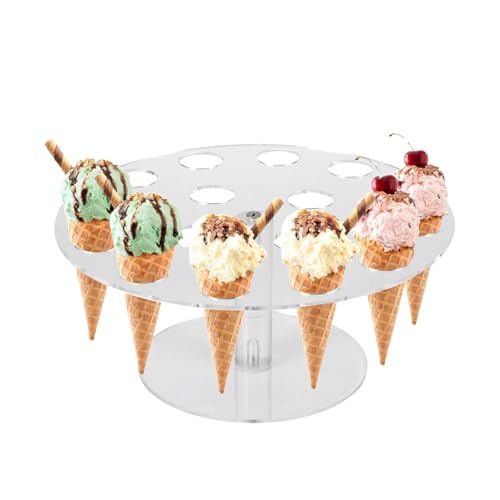 Jilskl Porta Gelato in Acrilico, Espositore Per Cono Di Cialda in Acrilico, Acrilico Gelato con Supporto 16 Fori, Adatto Per Feste Di Compleanno, Natale, Matrimoni, Pasticcerie, Buffet