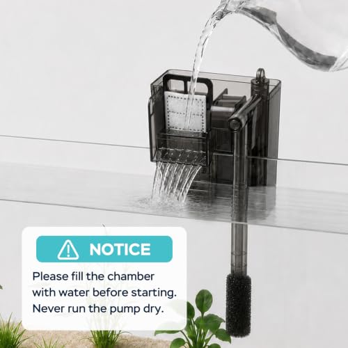 Image of HOB Aquarium Filter, Small Fish Tank Filter for Up to 5 Gallon Tanks, Adjustable Flow, Quiet Operation