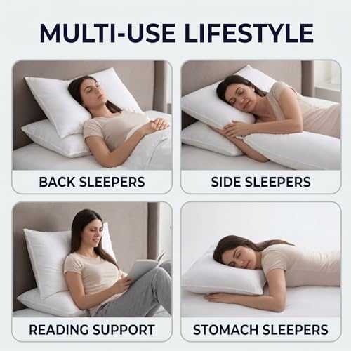 Image of Restify Premium Microfiber Pillows Set of 2 | Soft Adjustable Pillow for Sleeping | Breathable, Hypoallergenic Pillow for Side, Back & Stomach Sleepers (White)