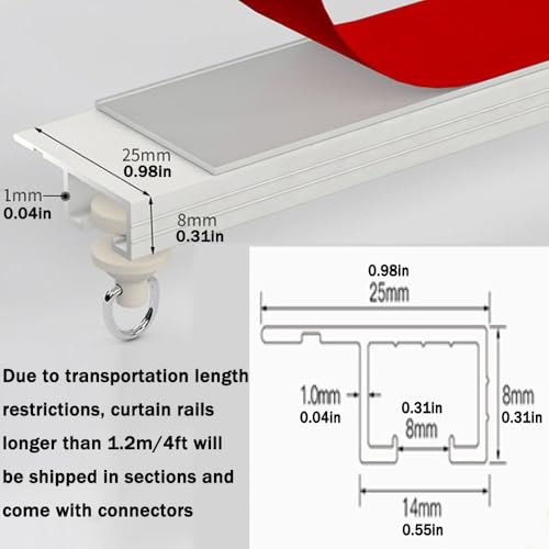 Tringle de séparation sans perçage pour rideau de plafond noir - 8