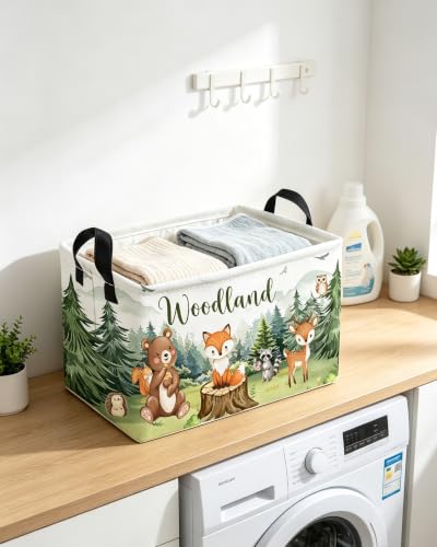 Image of Essme Rectangular Animal Basket,Kids Storage Bins Organizer with Handles for Girls Room Decor, Gift Basket,Shelf Basket.(Tree Animal)