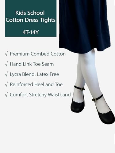 Image of COTTON DAY Kids Girls School Dress Cotton Tights Black White Navy Blue Burgundy