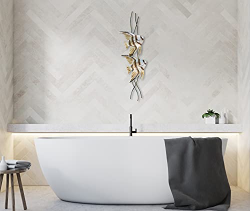 T.i. Design Angelfish Pair Vertical Facing Right Contemporary Coastal Metal Wall Decor #TOP4