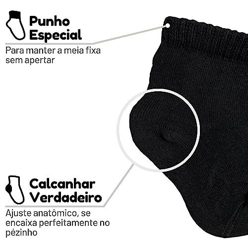 Kit 09 Pares de Meias Infantil Lupo Cano Curto Soquete Baby | Kit Unissex 2 | 0 a 4 Meses