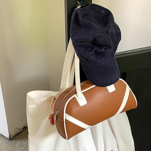 Sac à main tendance en cuir PU patchwork bicolore femme - 5