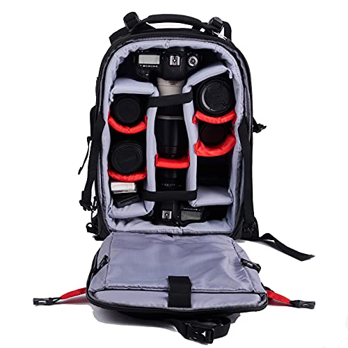 T&Yfotop Trolley Case Camera Bag Camera Backpack Waterproof Camera Bag Anti Theft Nylon Camera Case Fits For 15”Laptop Travel Day-Pack For Unisex Photograph Bag Can Be Pulled Back (X-Large, Black) #TOP2